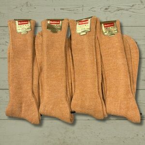 Vtg Healthknit Orlon Stretch Sox Lot 4 Gold Size 10-13 NWT Made USA Fuzzy Socks